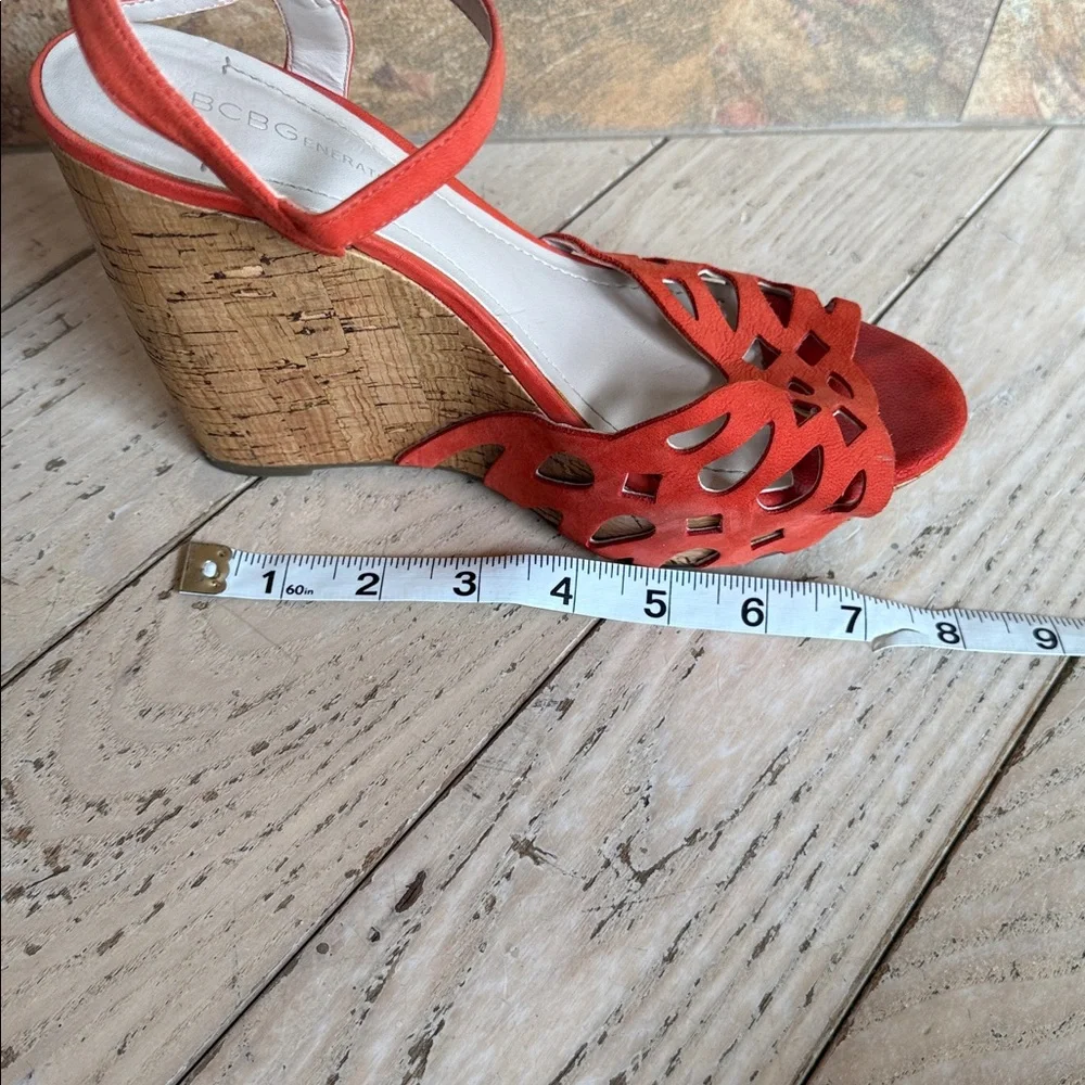 BCBGeneration Red Cutout Wedge Sandals - Picture 13 of 16